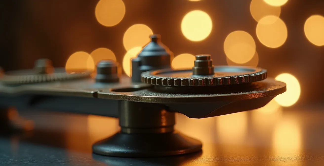 Détail macro de pièces métalliques représentant l'équilibre financier